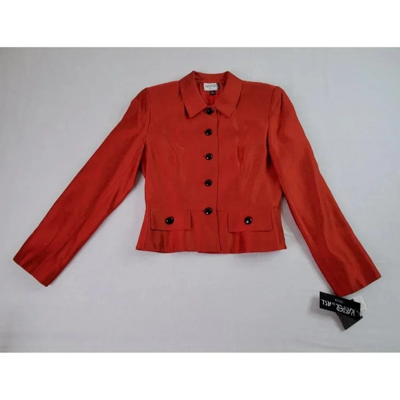 Kasper ASL Skirt Suit Sz 6 Red Blazer Black Knee Length Career Church Boss Lady - Picture 3 of 16